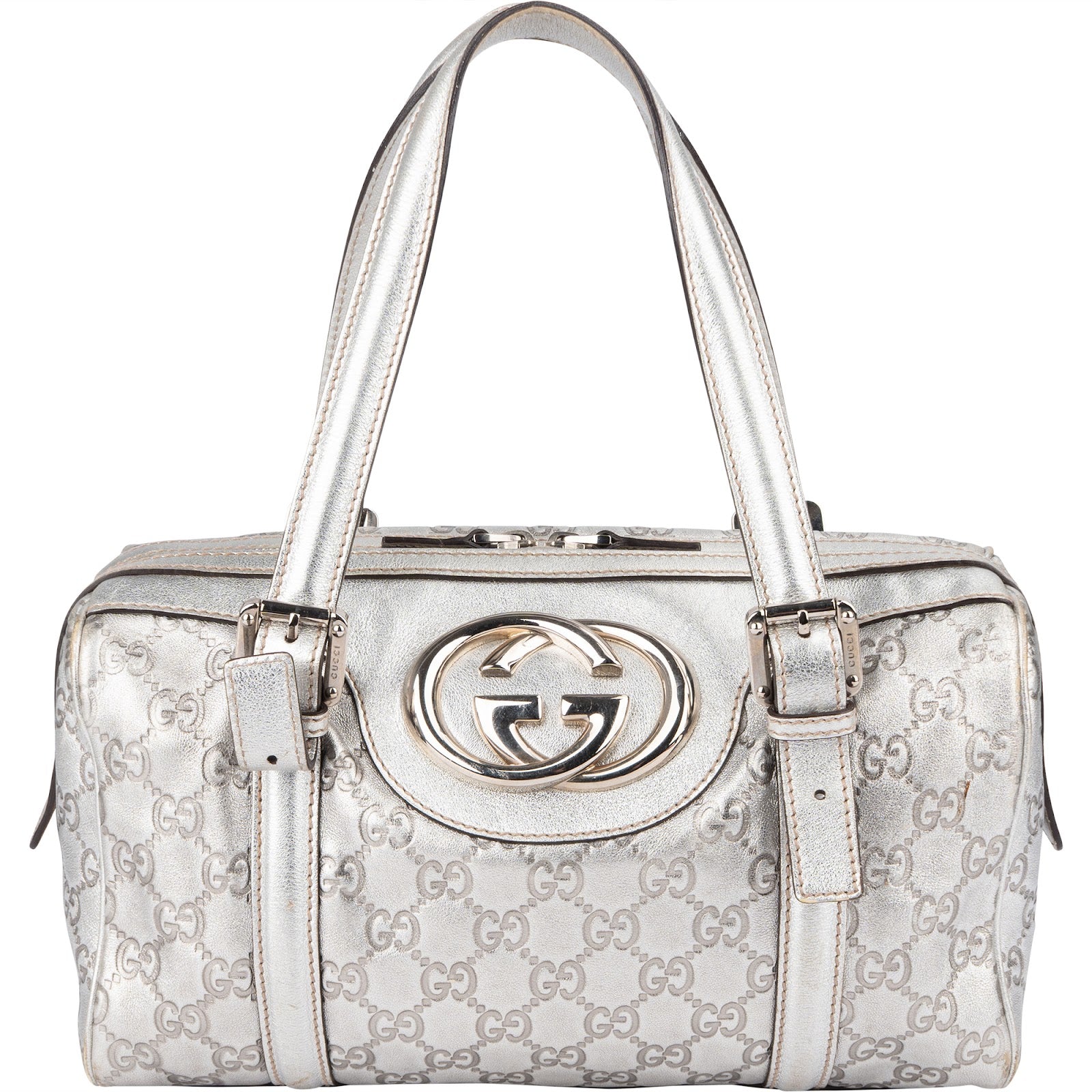 [🔄️B11 / F06] Gucci Guccissima Leather Interlocking G Boston Bag Handbag - vintageandkickz