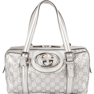 [🔄️B11 / F06] Gucci Guccissima Leather Interlocking G Boston Bag Handbag - vintageandkickz