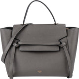 Celine Grey Leather Grained Calfskin Belt Handbag