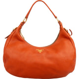 Prada Orange Vitello Daino Leather Hobo Shoulder Bag