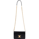 Celine Black Calfskin Wallet On Chain Triomphe Crossbody Bag