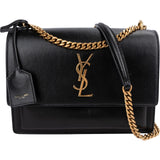 Saint Laurent Black Leather Sunset Medium Crossbody Bag