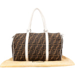 Fendi Monogram Zucca Canvas Boston Bag Handbag - vintageandkickz