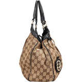 Gucci Monogram GG Canvas Brown Guccissima Leather Sukey Handbag