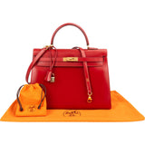 Hermès Rouge Vif Box Leather Kelly Sellier 35 Handbag