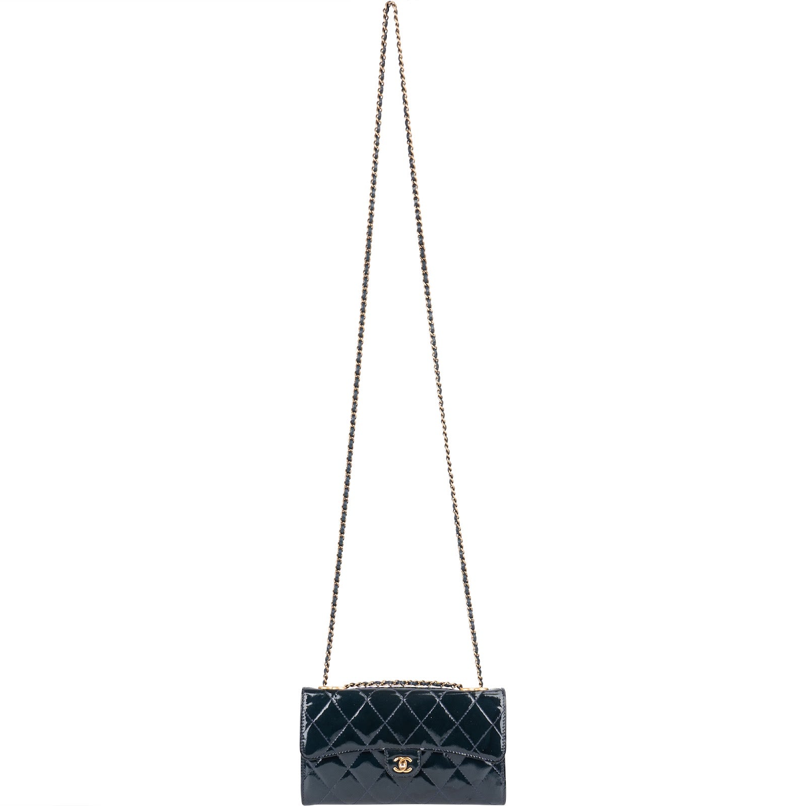 Chanel Quilted Patent Leather Single Flap Crossbody Bag - vintageandkickz