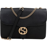 Gucci Grained Leather Interlocking GG Medium Crossbody Bag