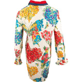 Gucci Multicolor Floral Print Silk Ruffle Web Bow Dress (IT44)