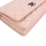 Chanel Pink Quilted Lambskin Crystal Top Handle Wallet On Chain Crossbody Bag