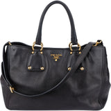 Prada Black Vitello Daino Leather Large Tote Handbag