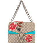 Gucci Monogram GG Supreme Floral and Snake Embroided Dionysus Shoulder Bag - vintageandkickz