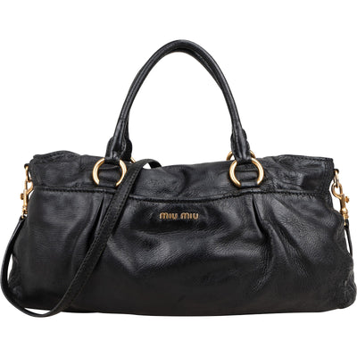 Miu Miu Vitelo Daino Turnlock Coffer Satchel Handbag