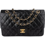 Chanel Quilted Lambskin 24K Gold Medium Double Flap Crossbody Bag