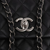 Chanel Quilted Caviar Leather Palladium Coco Handle Single Flap Handbag
