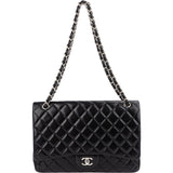 Chanel Quilted Lambskin Palladium Maxi Single Flap Crossbody Bag
