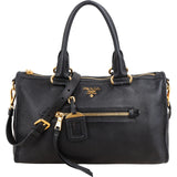 Prada Black Grained Vitello Daino Leather City Handbag