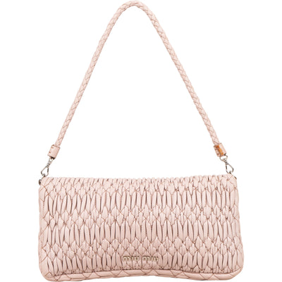 Miu Miu Matelassé Nappa Leather Crystal Flap Shoulder Bag - vintageandkickz