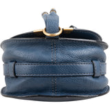 Chloé Blue Grained Calfskin Marcie Saddle Crossbody Bag