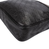 Gucci Black Guccissima Leather GG Messenger Crossbody Bag