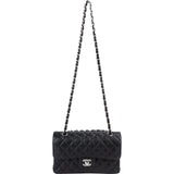 Chanel Quilted Caviar Leather Palladium Small Double Flap Shoulder Bag