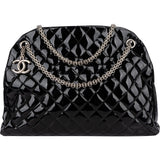 Chanel Patent Leather Palladium Soft Tote CC Shoulder Bag