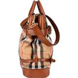 Burberry Nova-Check Haymarket Brown Leather Bridle Lynher Belt Hobo Handbag