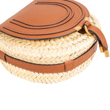 Chloé Raffia Grained Leather Marcie Saddle Crossbody Bag