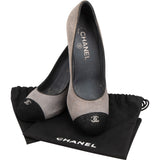 Chanel Suede Cap Toe CC Pumps (38)