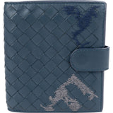 Bottega Veneta Blue Stitched Intrecciato Leather Wallet