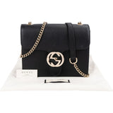 Gucci Grained Leather Interlocking GG Shoulder Crossbody Bag