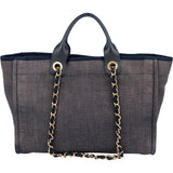 Chanel Denim Deauville Tote Shoulder Handbag