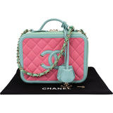 Chanel Quilted Caviar Leather Filigree Vanity Case Crossbody Bag