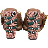 Gucci Brown Leather Webby Autumn Leaf Applique Snake Studded Heel Mule Sandals (37,5)