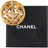 Chanel Golden CC Cross Round Brooch 93P