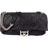 Chanel Quilted Lambskin Modern Palladium Chain Jumbo Single Flap Shoulder Bag