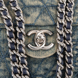 Chanel Denim Camellia Single Flap Crossbody Bag