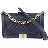 Chanel Quilted Lambskin Boy Single Flap Crossbody Bag