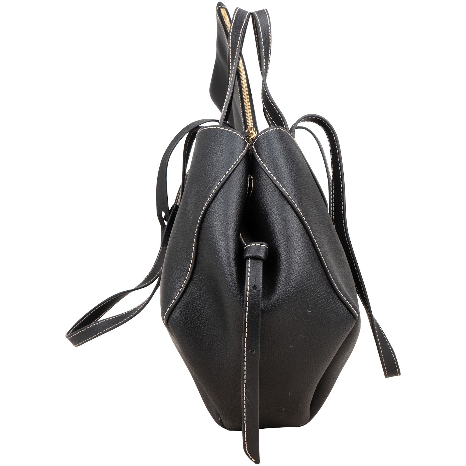 Polène Grained Leather Cyme Tote Handbag - vintageandkickz