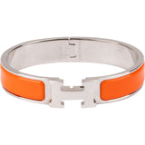 Hermès Silver Tone Clic H Orange Bracelet