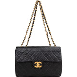 Chanel Quilted Lambskin 24K Gold Jumbo Single Flap Crossbody Bag