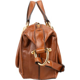 Chloé Brown Shine Calfskin Small Paraty Satchel Handbag