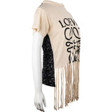 Loewe Cream Wool Anagram Emblem Fringed T-Shirt Top (S)