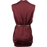 Prada Wine Red Cotton Knit Button Cardigan Sleeveless Top Dress (IT38)