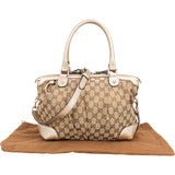 Gucci Monogram GG Canvas Metallic Leather Sukey Handbag