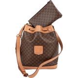 Celine Macadam Monogram Canvas Drawstring Bucket Shoulder Bag
