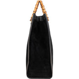 Gucci Suede Top Handle Bamboo Large Tote Handbag