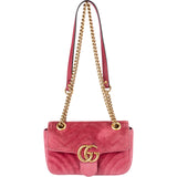 Gucci Matelassé Velvet GG Marmont Small Crossbody Bag