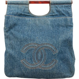 Chanel Denim CC Tortoise Handle Tote Handbag