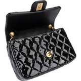 Chanel Quilted Patent Leather Mini Rectangular Single Flap Heart Chain Crossbody Bag