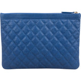 Chanel Quilted Caviar Leather CC Boy Clutch